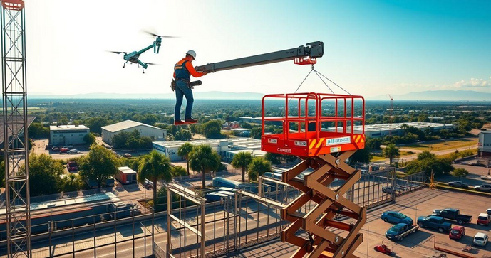Plataforma aérea é a solução ideal para trabalhos em altura com segurança e eficiência Plataforma aérea é a solução ideal para trabalhos em altura com segurança e eficiência